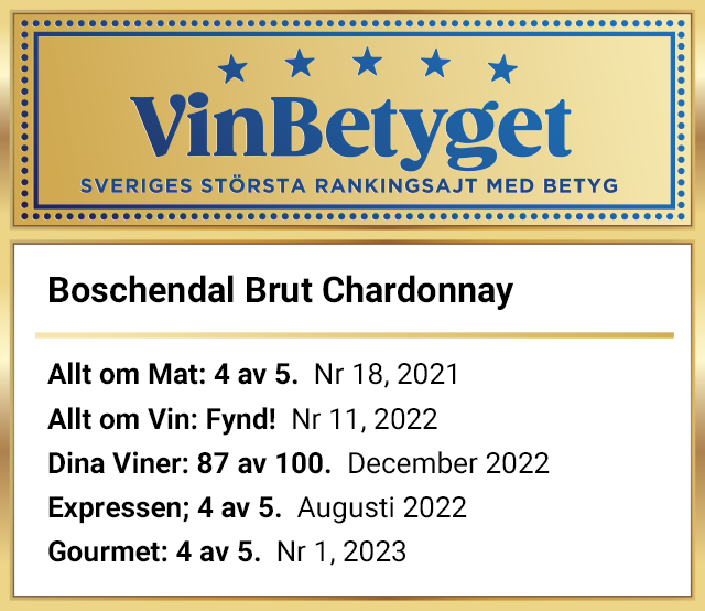 Vin betyg: Boschendal Brut Chardonnay Pinot Noir (art nr 7889)
