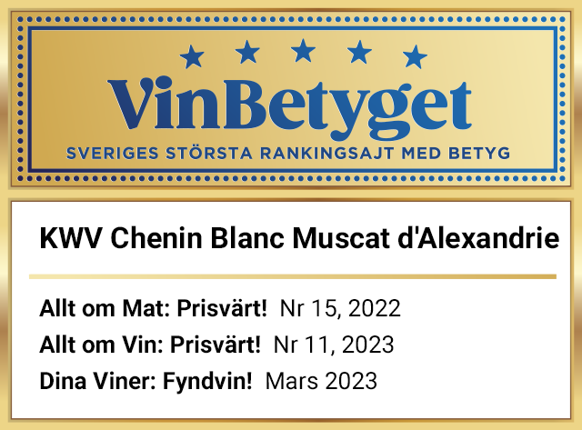 Vin betyg: KWV Chenin Blanc Muscat d'Alexandrie (art nr 6344)