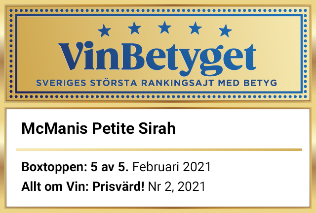 Vin betyg: McManis Petite Sirah  (art nr 8362)