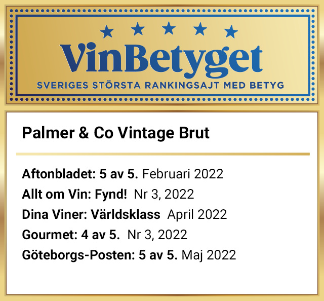 Vin betyg: Palmer & Co Vintage Brut 2015 (art nr 7867)