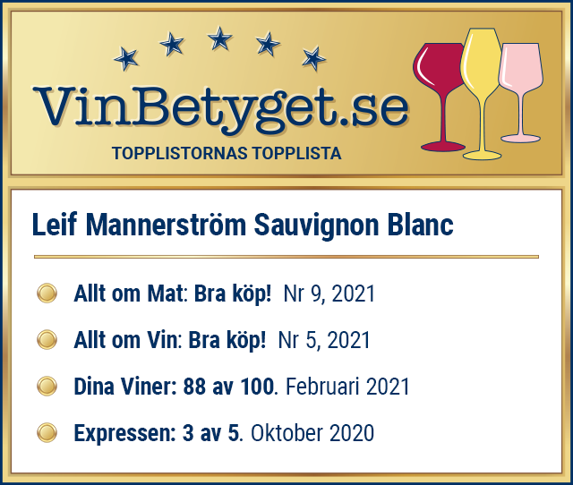 Vin betyg: Leif Mannerström Sauvignon Blanc (art nr 70248)
