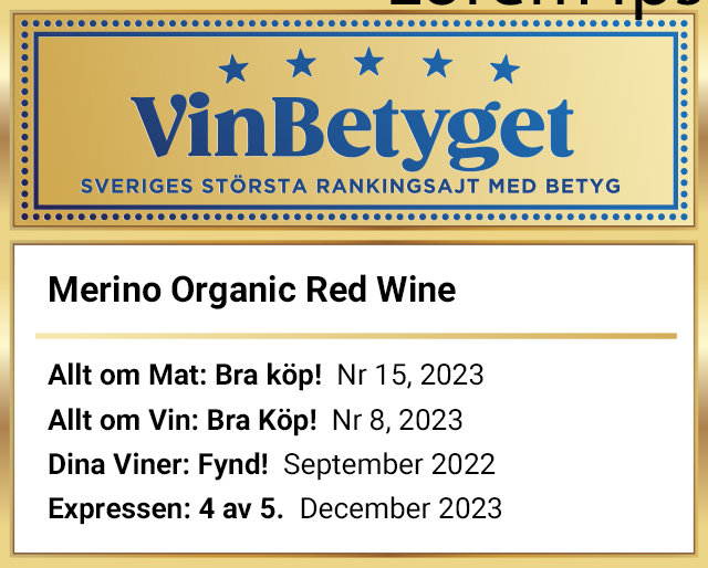 Vin betyg: Merino Organic Red Wine (art nr 2289)