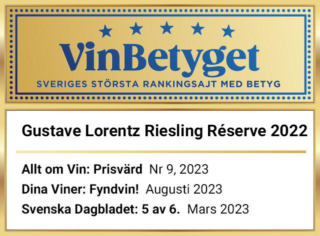 Vin betyg: Gustave Lorentz Riesling Réserve 2022 (art nr 22257)
