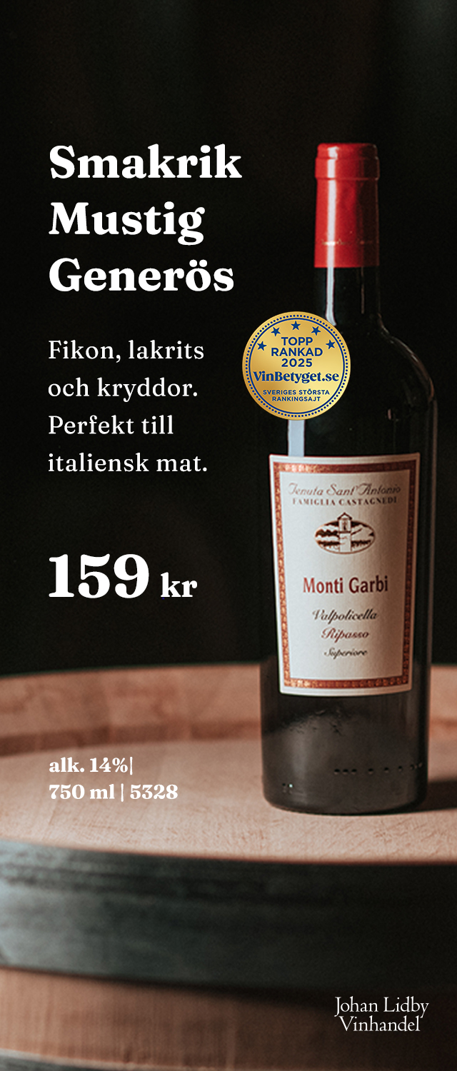 Monti Garbi Ripasso 159 kr - Rött vin från Italien rekommenderas, Vinbetyget 