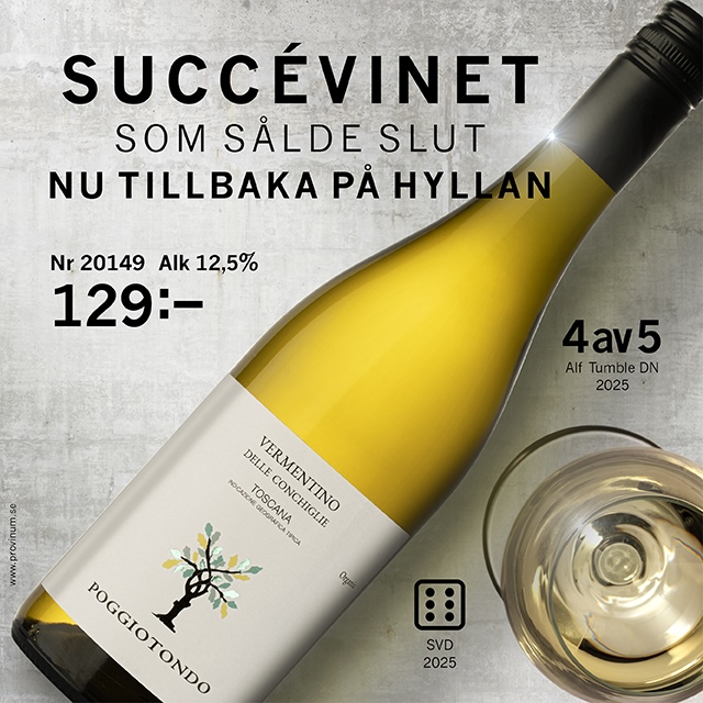 Vitt vin Vermentino 129 kr - Rekommenderas Vinbetyget 