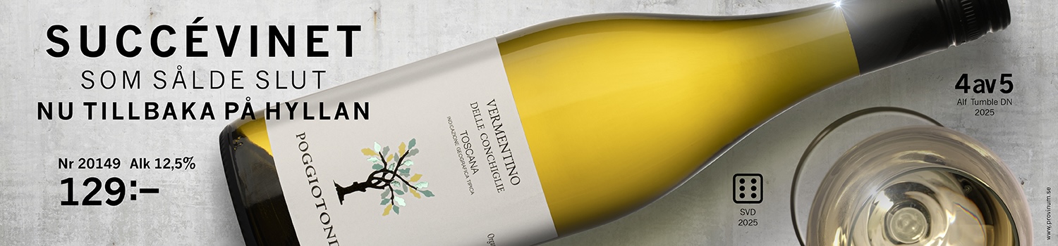 Torrt vitt vin från Italien: Vermentino 129 kr. Rekommenderas