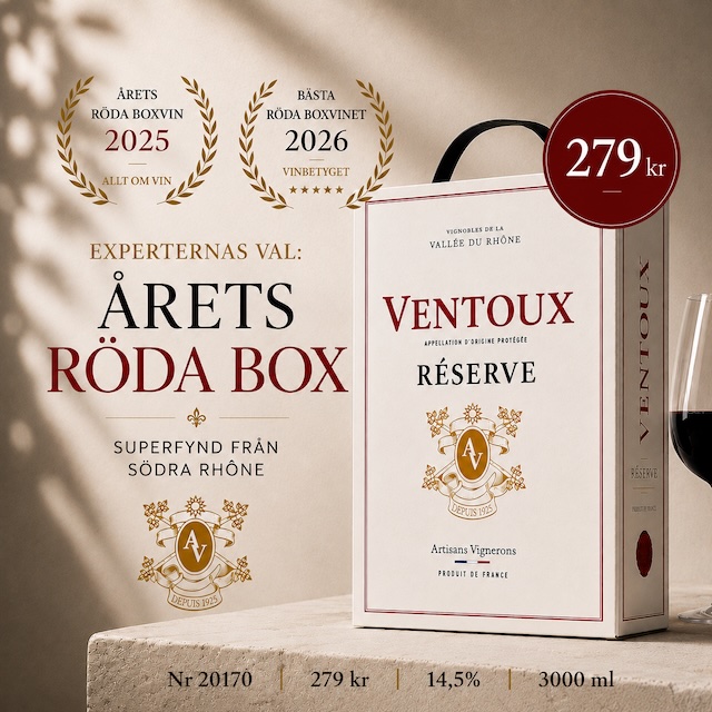 Rött boxvin rekommenderas: Ventoux 279 kr 