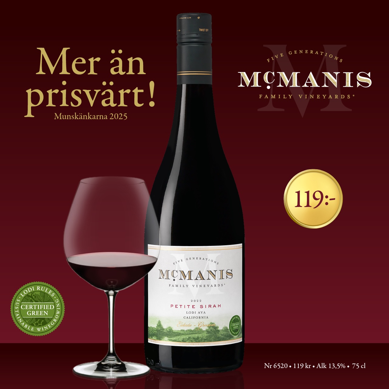 Bra rödvin med lågt pris: McManis 119 kr 