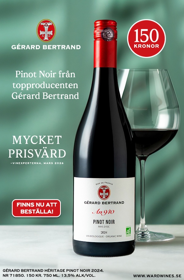 Pinot noir av mästaren Gerard Bertrand, 150 kr 
