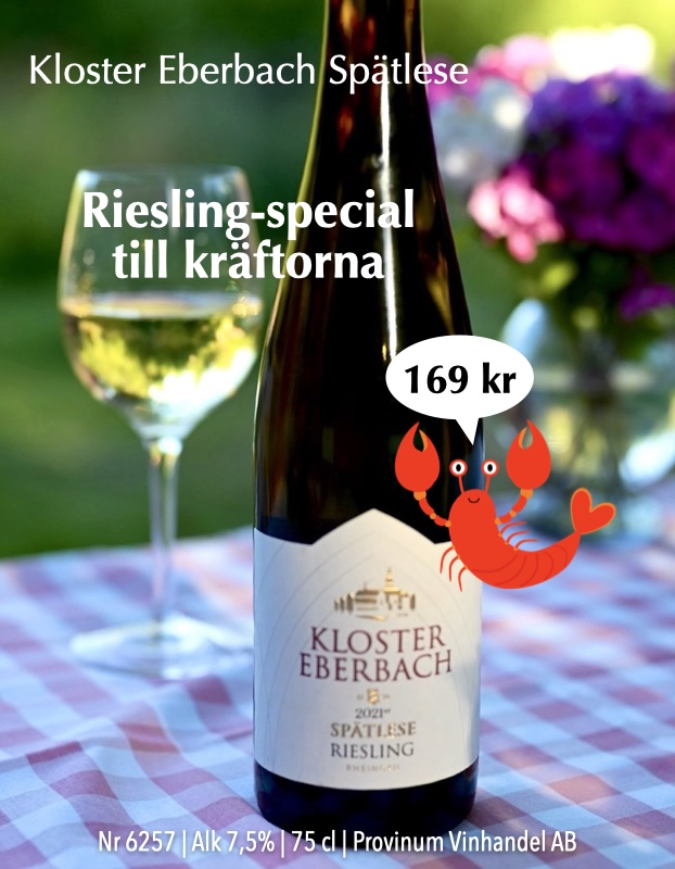 Fin riesling till kräftor: Kloster Eberbach Spätlese: 169 kr 