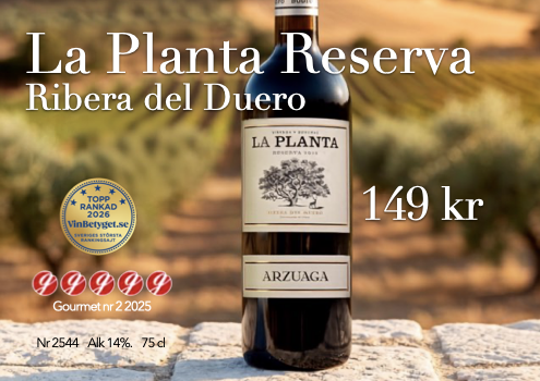 Vintips: Ribera del Duero, mycket prisvärt: La Planta 149 kr