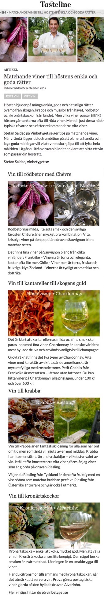 Vinbetyget tipsar om höstens viner till höstens rätter