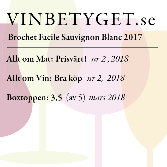 Vin betyg:  Brochet Facile Sauvignon Blanc  (art nr 2267)