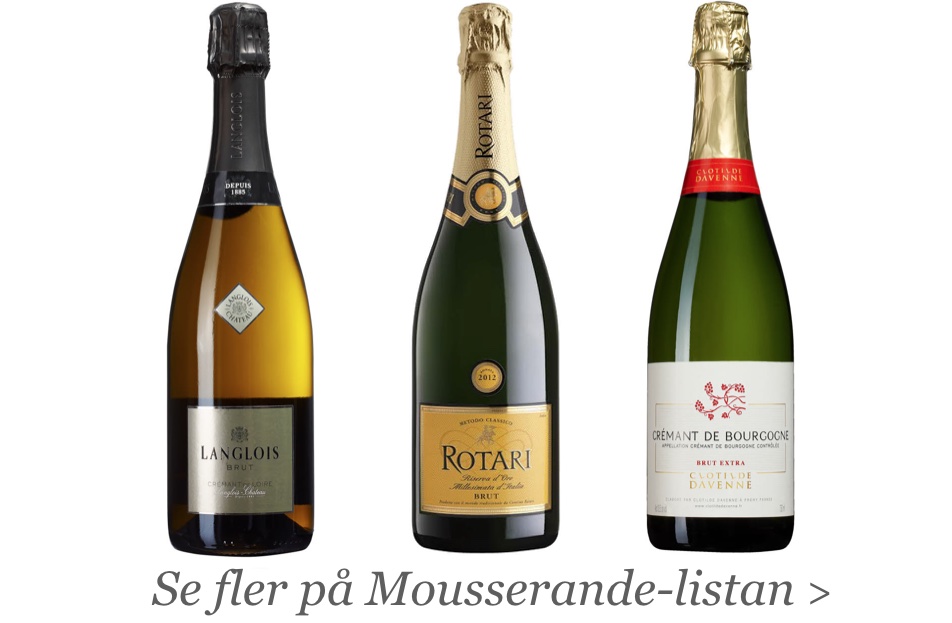 Mousserande viner: Cremant, spumante, m fl