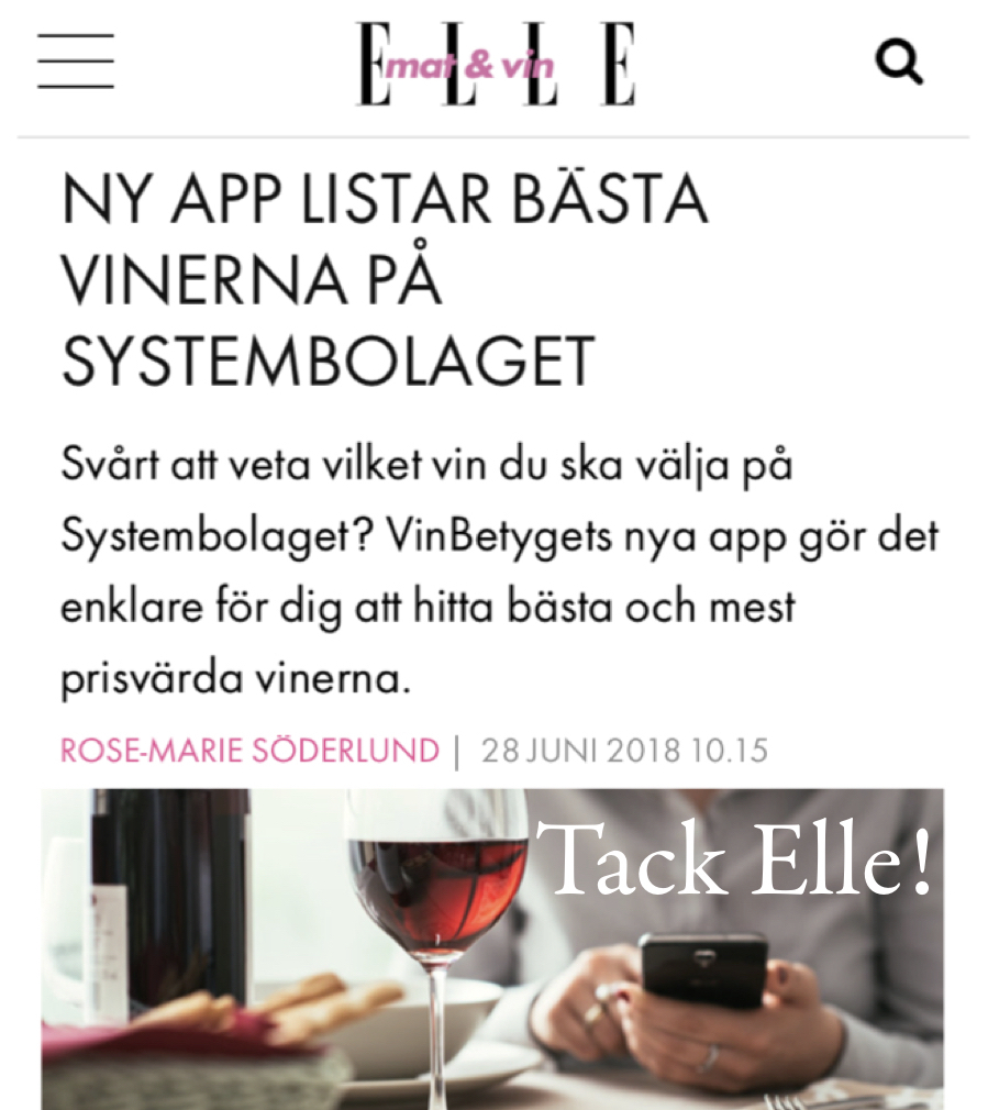 Artikel om Vinbetygets vinapp