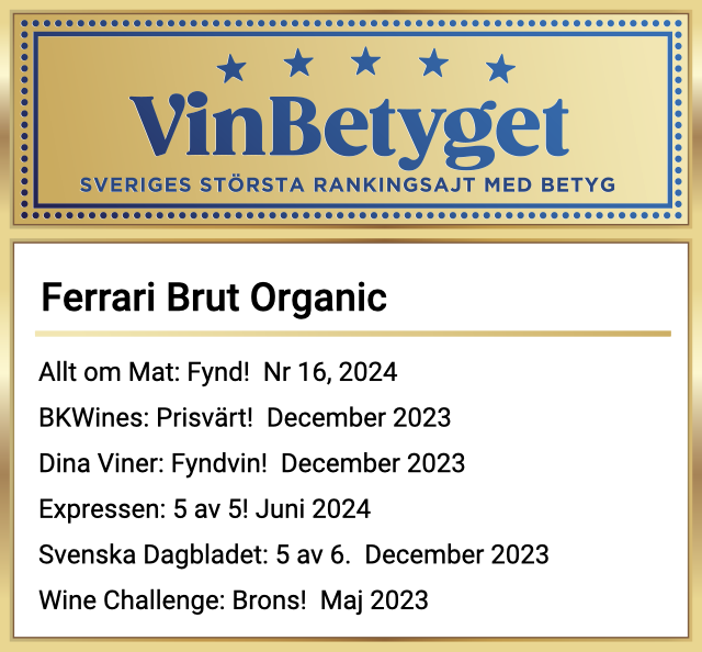 Vin betyg: Ferrari Brut Organic (art nr 7721)