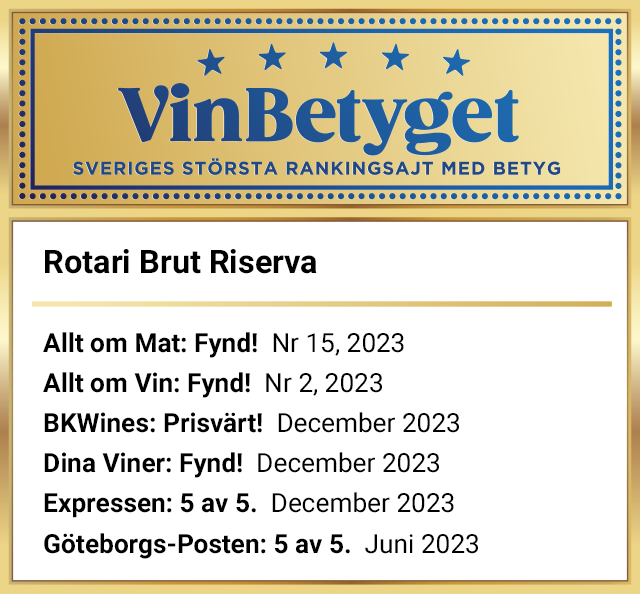 Vin betyg: Rotari Brut Riserva  (art nr 7567)