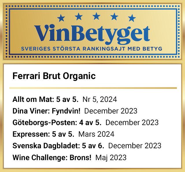 Vin betyg: Ferrari Brut Organic (art nr 7721)