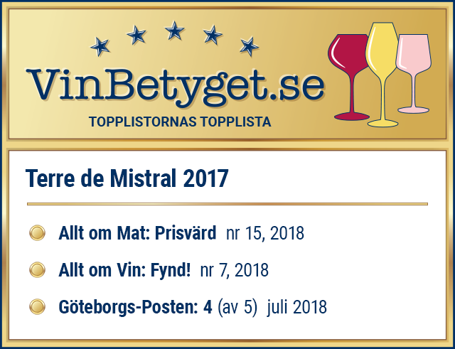 Vin betyg: Terre de Mistral, boxvin 3000 ml (art nr 10682)