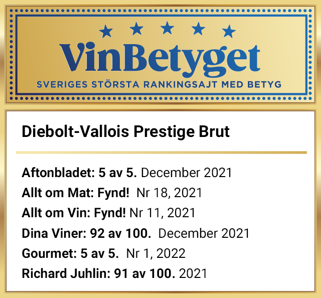 Vin betyg: Diebolt-Vallois Prestige Brut (art nr 7723)