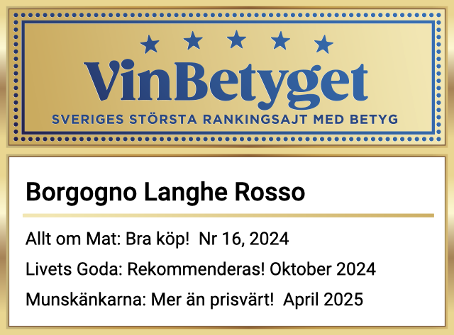Vin betyg: Borgogno Langhe Rosso (art nr 70384)