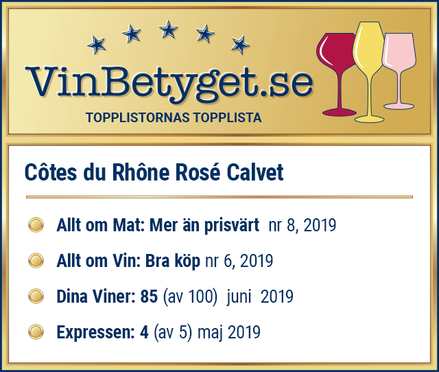 Vin betyg: Calvet Côtes du Rhône Rosé (art nr 2219)
