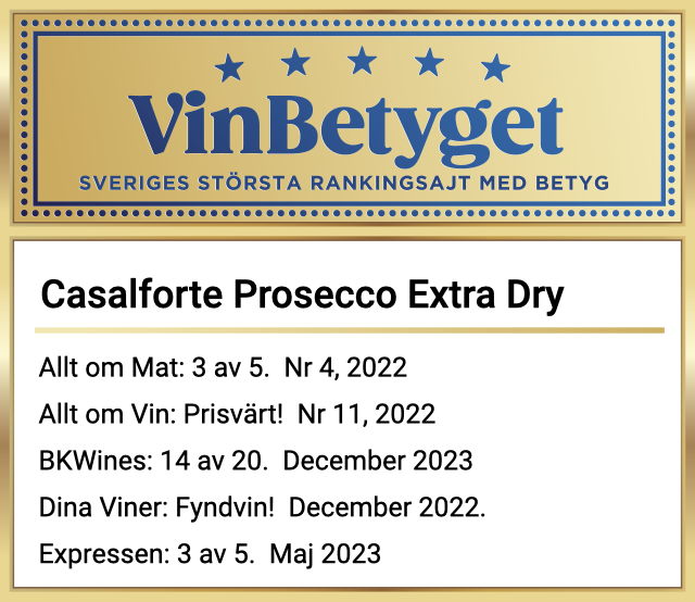 Vin betyg: Casalforte Prosecco Extra Dry (art nr 7720)