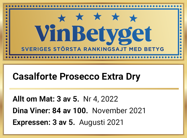 Vin betyg: Casalforte Prosecco Extra Dry (art nr 7720)
