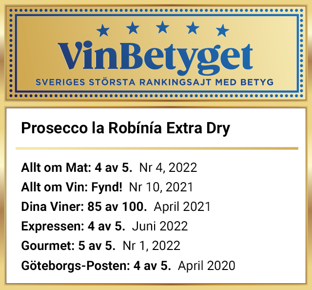 Vin betyg: Prosecco la Robínía Extra Dry (art nr 7486)