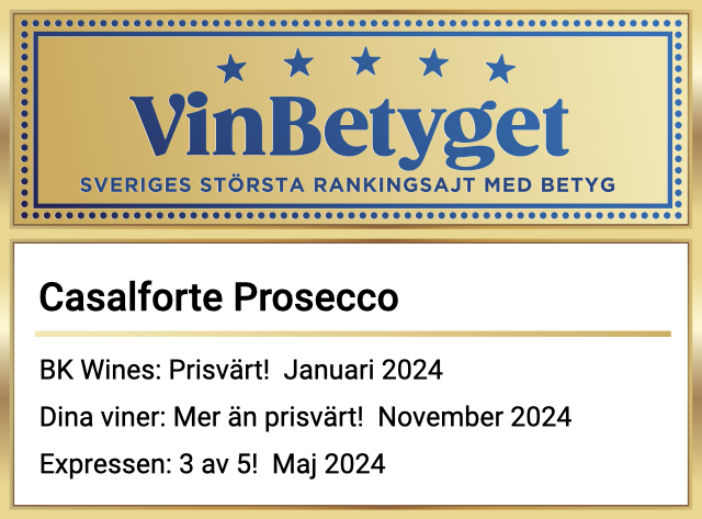 Vin betyg: Casalforte Prosecco Extra Dry (art nr 7720)