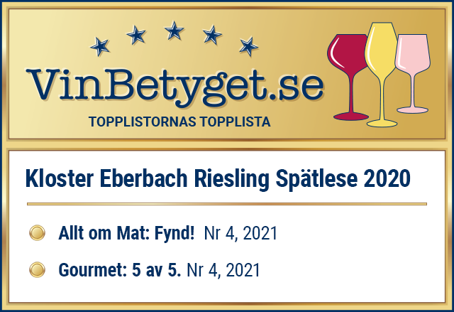 Vin betyg: Kloster Eberbach Riesling Spätlese 2020 (art nr 6257)