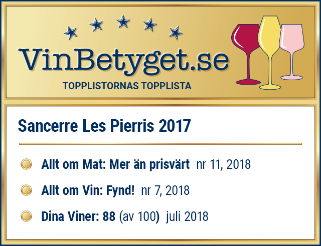 Vin betyg: Sancerre Les Pierris 2017 (art nr 2259)