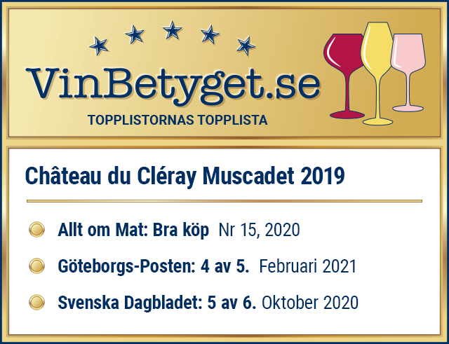 Vin betyg: Château du Cléray Muscadet 2019 (art nr 2185)