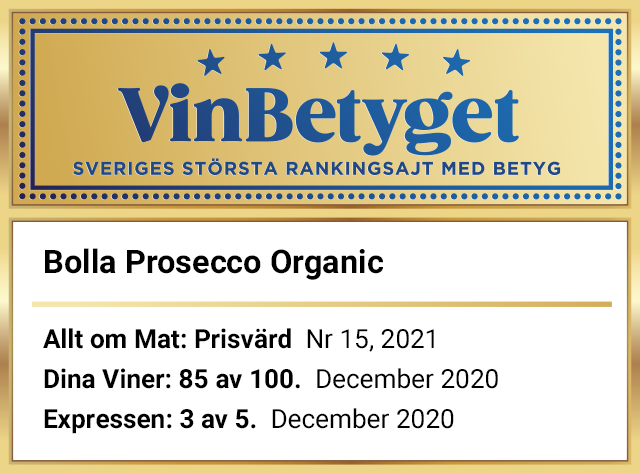 Vin betyg: Bolla Prosecco Organic  (art nr 79587)