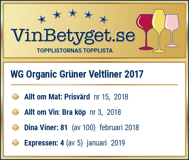 Vin betyg: WG Organic Grüner Veltliner, boxvin 3000 ml. (art nr 2945)