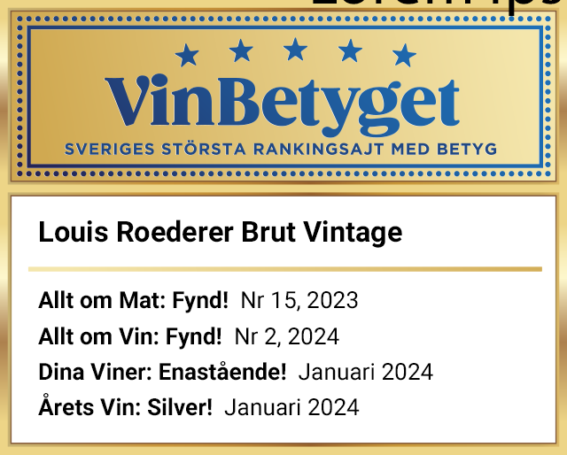 Vin betyg: Louis Roederer Brut Vintage 2015 (art nr 76510)