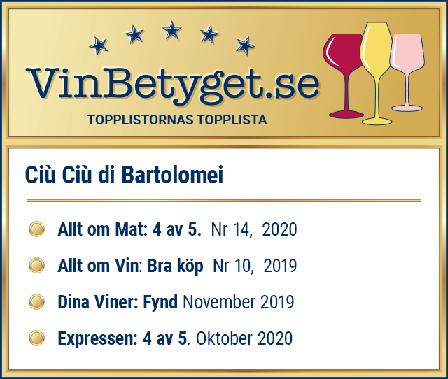 Vin betyg: Ciù Ciù Grande Sangiovese, boxvin 3000 ml  (art nr 2334)