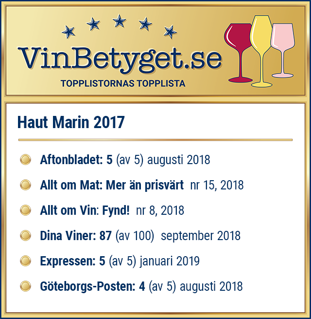 Vin betyg: Haut Marin 2018 (art nr 2089)