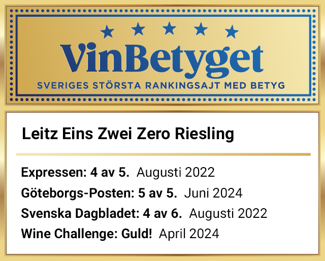 Vin betyg:  Leitz Eins Zwei ZERO Riesling (art nr 11901)