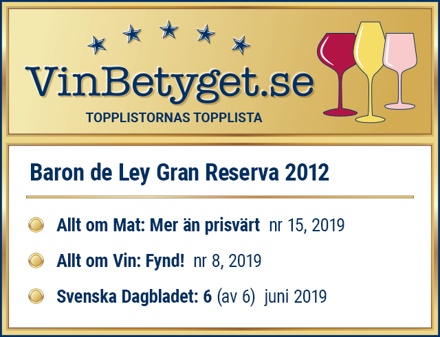 Vin betyg: Baron de Ley Gran Reserva 2012 (art nr 2768)