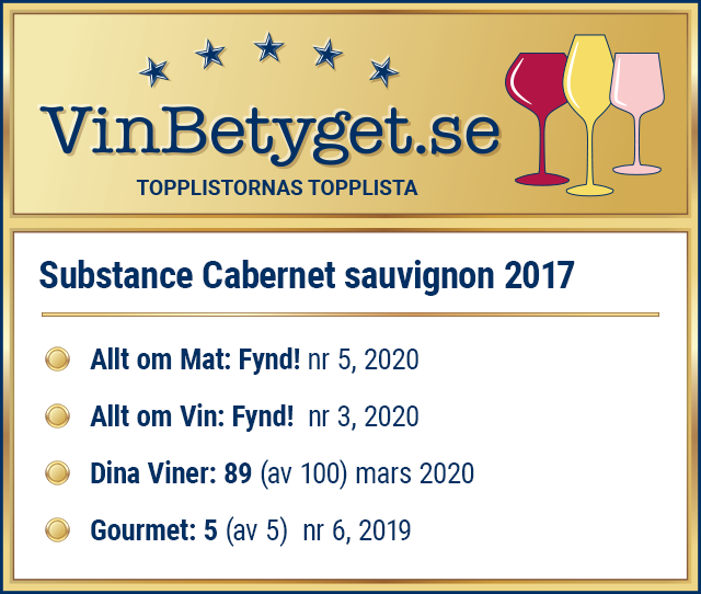 Vin betyg: Substance Cabernet Sauvignon 2017 (art nr 74083)