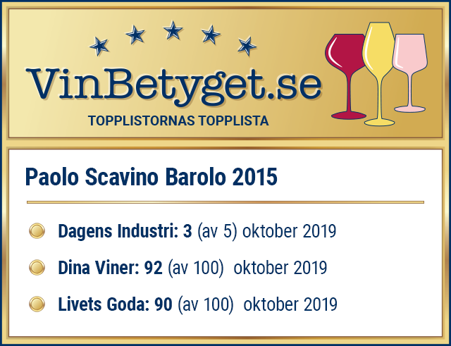 Vin betyg: Paolo Scavino Barolo 2015 (art nr 92628)