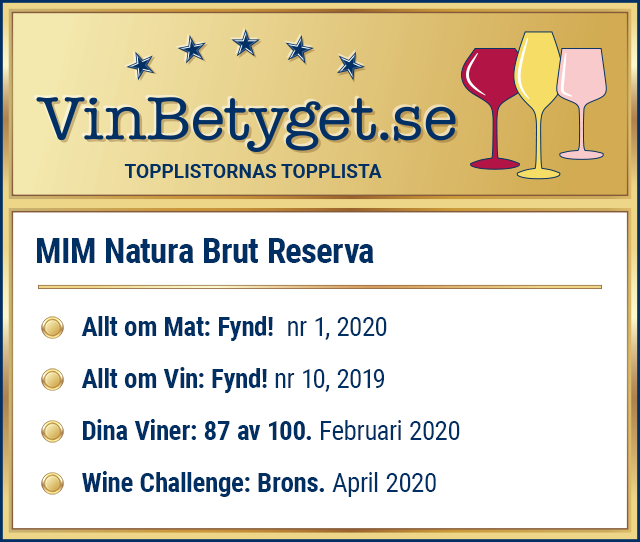 Vin betyg: Cava MIM Natura Brut Reserva  (art nr 7740)