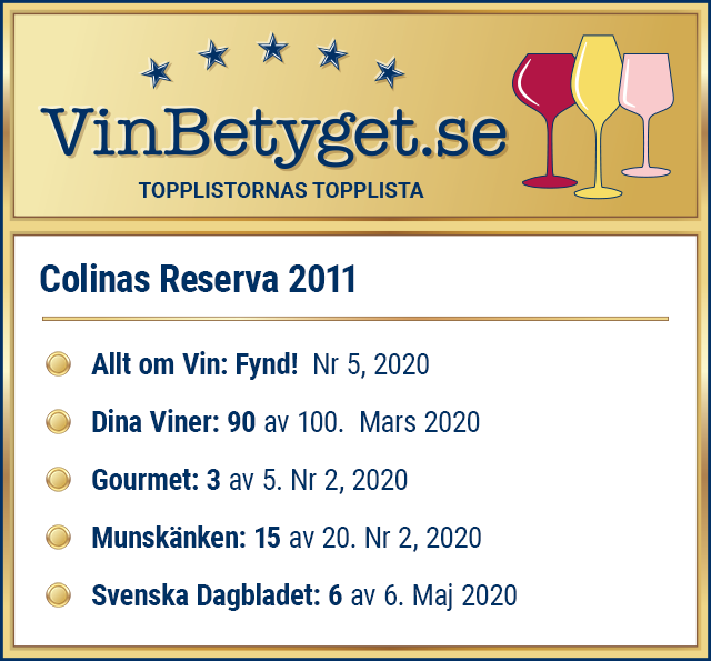 Vin betyg: Colinas Reserva 2011 (art nr 2123)