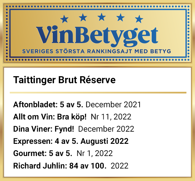 Vin betyg: Taittinger Brut Réserve (art nr 7422)