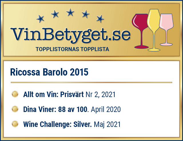 Vin betyg: Ricossa Barolo 2015 (art nr 76367)
