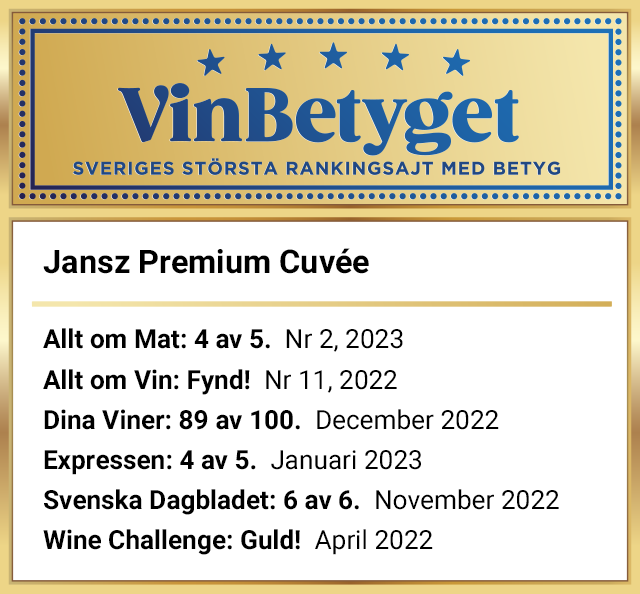 Vin betyg: Jansz Premium Cuvée (art nr 7957)