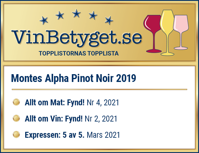 Vin betyg: Montes Alpha Pinot Noir 2019 (art nr 2721)
