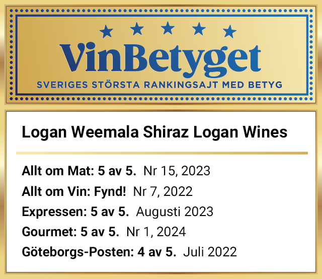Vin betyg: Logan Weemala Shiraz  (art nr 2522)