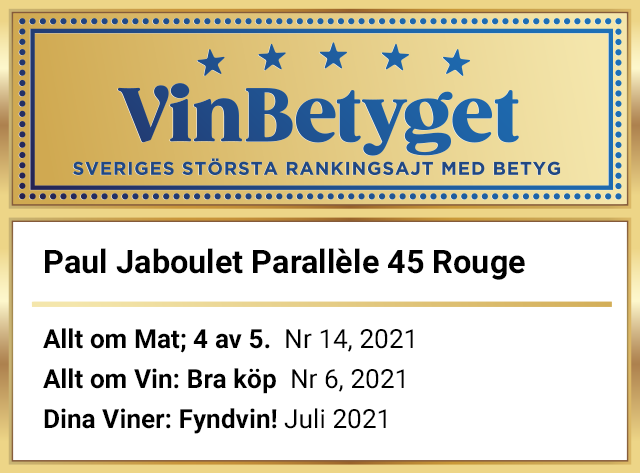 Vin betyg: Paul Jaboulet Parallèle 45 Rouge (art nr 22800)